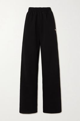 Balenciaga - Embroidered Cotton-jersey Track Pants - Black