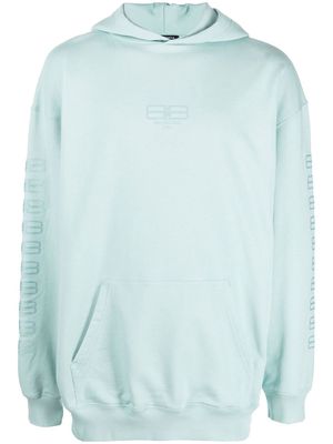 Balenciaga embroidered-logo cotton hoodie - Blue