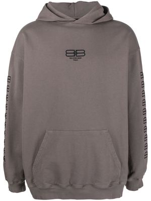Balenciaga embroidered-logo cotton hoodie - Grey