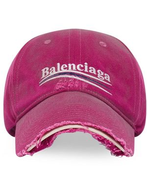 Balenciaga embroidered logo distressed-effect cap - Pink