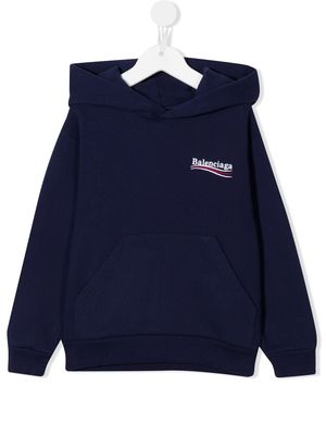 Balenciaga embroidered-logo hoodie - Blue