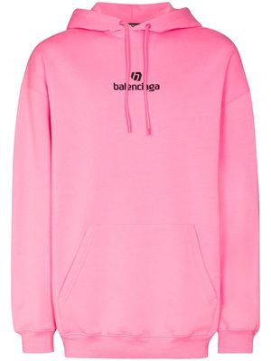Balenciaga embroidered Sponsor logo hoodie - Pink