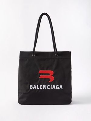 Balenciaga - Explorer Embroidered-logo Tote Bag - Mens - Black