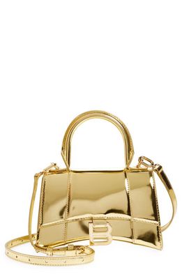 Balenciaga Extra Small Hourglass Top Handle Metallic Leather Bag in Gold
