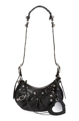 Balenciaga Extra Small Le Cagole Embellished Leather Shoulder Bag in Black