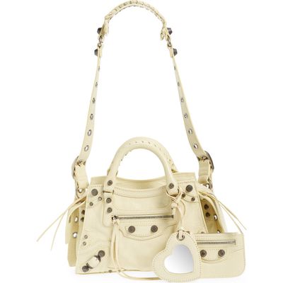 Balenciaga Extra Small Neo Cagole Leather Top Handle Bag in Champagne