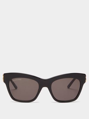 Balenciaga Eyewear - Bb-logo Cat-eye Acetate Sunglasses - Womens - Black