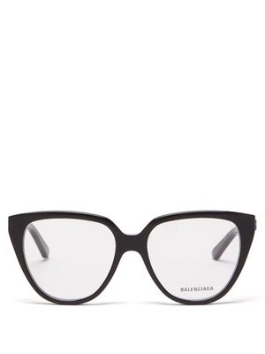 Balenciaga Eyewear - Bb-logo Oversized Cat-eye Acetate Glasses - Womens - Black