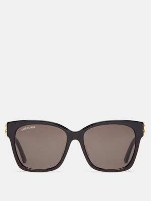 Balenciaga Eyewear - Bb-logo Square Acetate Sunglasses - Womens - Black Grey