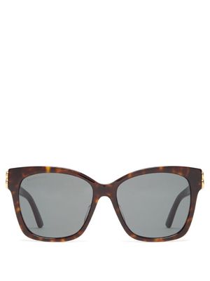 Balenciaga Eyewear - Bb-logo Square Tortoiseshell-acetate Sunglasses - Womens - Tortoiseshell