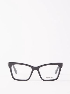 Balenciaga Eyewear - Cat-eye Acetate Glasses - Womens - Black Clear
