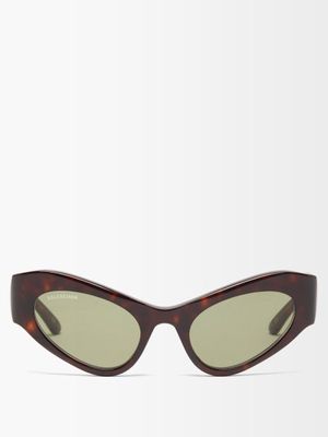 Balenciaga Eyewear - Cat-eye Tortoiseshell-acetate Sunglasses - Womens - Brown
