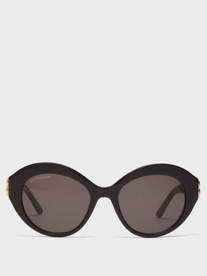 Balenciaga Eyewear - Dynasty Oval Acetate Sunglasses - Womens - Black