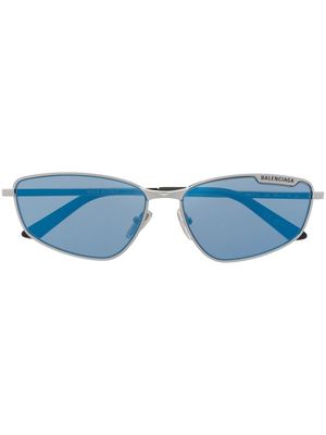 Balenciaga Eyewear engraved-logo biker-style sunglasses - Silver