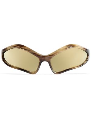 Balenciaga Eyewear logo-lettering geometric sunglasses - Brown