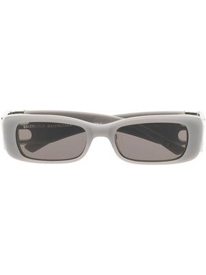 Balenciaga Eyewear logo-plaque rectangle-frame sunglasses - Grey