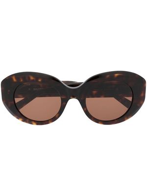 Balenciaga Eyewear logo-plaque round-frame sunglasses - Brown