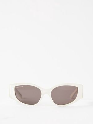 Balenciaga Eyewear - Logo-print Acetate Sunglasses - Womens - White Grey