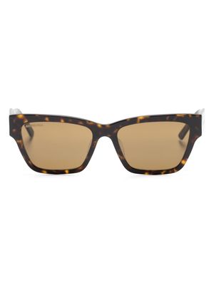 Balenciaga Eyewear logo-print tortoiseshell-effect glasses - Brown