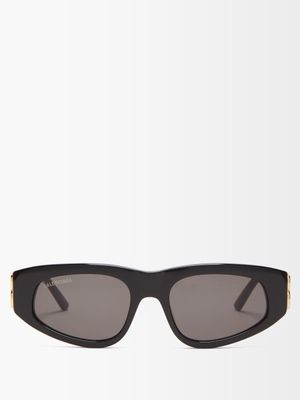 Balenciaga Eyewear - Oval Acetate Sunglasses - Womens - Black