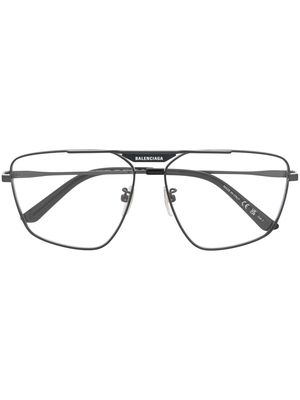 Balenciaga Eyewear polished-effect pilot-frame glasses - Black