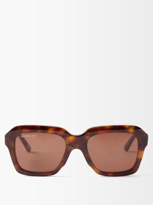 Balenciaga Eyewear - Power Square Tortoiseshell-acetate Sunglasses - Womens - Brown