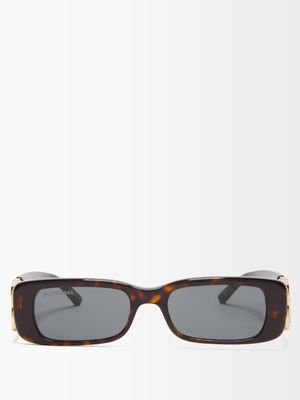 Balenciaga Eyewear - Rectangular Tortoiseshell-acetate Sunglasses - Womens - Tortoiseshell