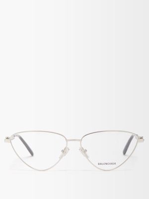 Balenciaga Eyewear - Reverse Cat-eye Metal Glasses - Womens - Silver
