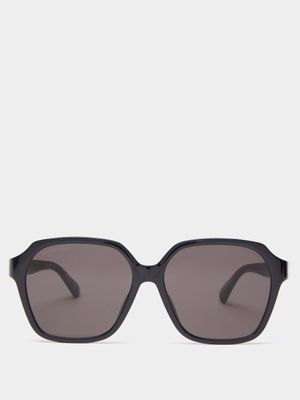 Balenciaga Eyewear - Side Square Acetate Sunglasses - Womens - Black