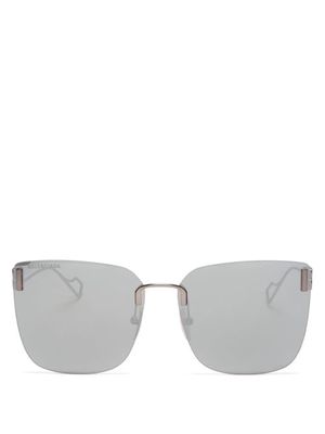 Balenciaga Eyewear - Square Metal Sunglasses - Womens - Silver