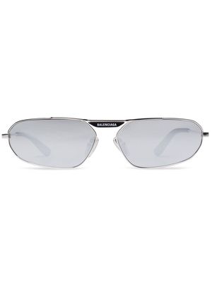 BALENCIAGA EYEWEAR Tag 2.0 oval-frame sunglasses - Silver