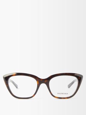 Balenciaga Eyewear - Tip Cat-eye Tortoiseshell-acetate Glasses - Womens - Brown
