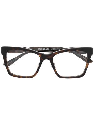 Balenciaga Eyewear twist-detail logo-print glasses - Brown