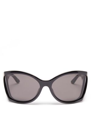 Balenciaga Eyewear - Void Butterfly Acetate Sunglasses - Womens - Black