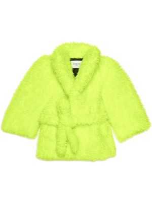 Balenciaga faux fur belted jacket - Green