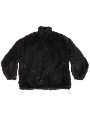 Balenciaga faux-fur single-breasted coat - 1000 BLACK