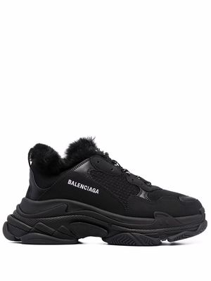 Balenciaga faux-fur trim sneakers - Black