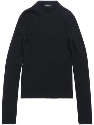 Balenciaga fine-ribbed cotton jumper - Black