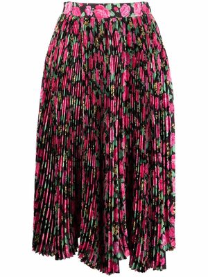 Balenciaga floral pleat silk skirt - Pink