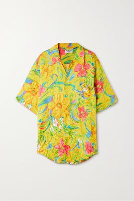 Balenciaga - Floral-print Crinkled-twill Shirt - Yellow