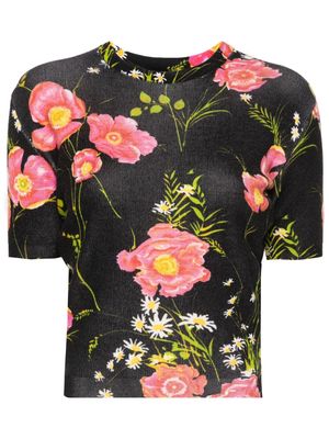 Balenciaga floral-print knitted top - Black