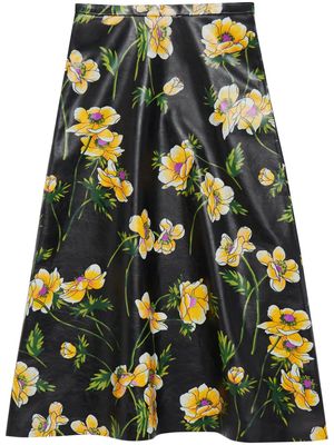 Balenciaga floral-print leather skirt - Black