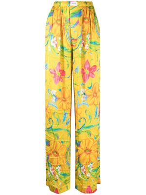 Balenciaga floral-print straight-leg pyjama trousers - Yellow