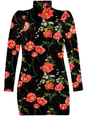 Balenciaga floral-print velvet minidress - Black