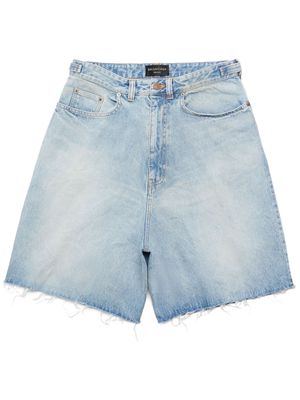 Balenciaga frayed denim shorts - Blue