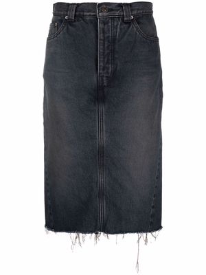 Balenciaga frayed-hem pencil skirt - Black