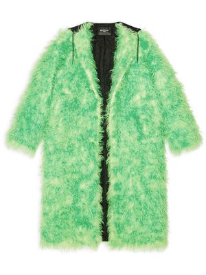 Balenciaga fuzzy belted hooded coat - Green