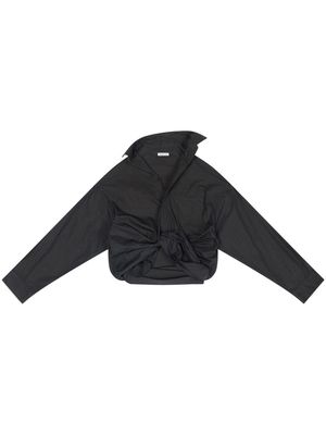 Balenciaga gathered-detail poplin shirt - Black