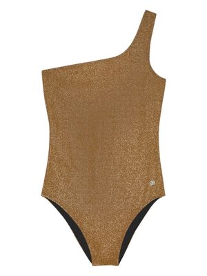 Balenciaga glitter-detailed one shoulder swimsuit - Gold