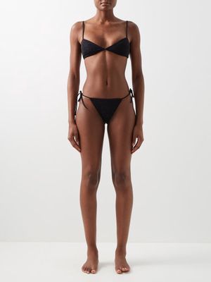 Balenciaga - Glitter-jersey Triangle Bikini - Womens - Black